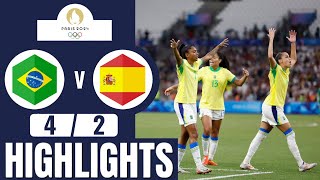 Brazil vs Spain  42  Womens Football  Paris 2024 Highlights  brazil vs spain womens football [upl. by Furtek]