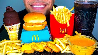 McDonalds Chicken Nuggets Ice Cream Cone Dipped Chocolate Crispy French Fries Big Bites ASMR Mukban [upl. by Anwad]