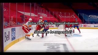 NHL Dillon Dube Hit on Jesperi Kotkaniemi [upl. by Akselaw]