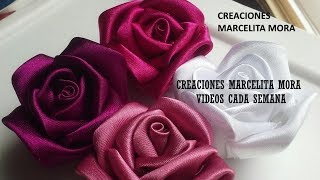 DIYComo Hacer Rosas Flores en TelaHow To Make Easy Fabric Flower RosesРозаクリップ簪 [upl. by Efioa]