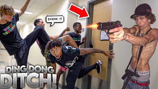 EXTREME DING DONG DITCH  College Edition GONE WRONG [upl. by Lawry113]