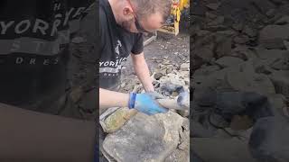 Traditional Craft of dressing coping stones drystone landscape stone stonemason [upl. by Malinde131]