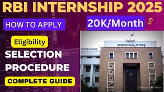 RBI Summer Internship 2025  Government Paid Internship for Graduate Student  RBI 2025 [upl. by Anitirhc]