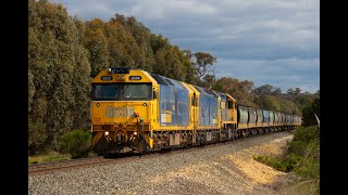 G536 BL34 and XR557 on PNs Daylight 9157 at Creswick 41124 [upl. by Mehalick774]