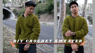 CROCHET SWEATER TUTORIAL FOR BEGINNERS  how to crochet an oversized pullover sweater EASY 💫 [upl. by Maximo]