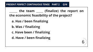 ENGLISH GRAMMAR QUIZ  PRESENT PERFECT CONTINUOUS TENSE  PART 2  IELTS  TOEFL [upl. by Pasahow]