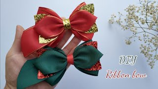 StepbyStep Hair Bow Making  Using Grosgrain Ribbon and Glitter Leather [upl. by Valera240]