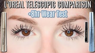 LOREAL TELESCOPIC MASCARA ORIGINAL vs WATERPROOF vs CARBON BLACK REVIEW  BEST DRUGSTORE MASCARA [upl. by Jillene]