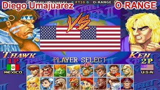 Hyper Street Fighter II The Anniversary Edition  Diego Umajuarez vs ORANGE FT10 [upl. by Meedan]