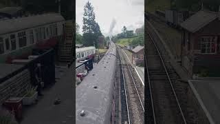 Steam Train Leaving Goathland Train Station Harry Potter Station Hogsmeade [upl. by Nnyleitak]