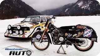 Das ultimative Winter Battle  Audi MTM S1 vs EisspeedwayMotorrad  Abenteuer Auto Classics [upl. by Yerkovich]