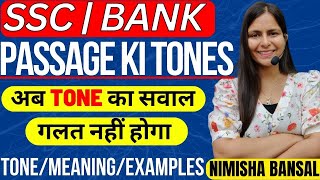 Passage ki Tones  अब TONE का सवाल गलत नहीं होगा  ToneMeaningExamples  SSCBANK  NIMISHA BANSAL [upl. by Lletnwahs643]