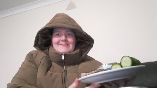 Ryvita Mukbang mukbang pufferjacket asmr ham cucumber ryvita creamandchivedip dip [upl. by Aihsemek]