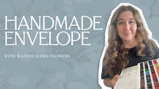 Handmade envelope with watercolor flowers Modern calligraphy card [upl. by Allianora]