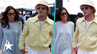 Brad Pitt amp Ines De Ramon HOLD HANDS At British Grand Prix [upl. by Butta]