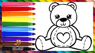 Zeichnen und Ausmalen eines niedlichen Teddybären 🧸🌈 Zeichnungen für Kinder [upl. by Nedyaj442]