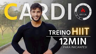 Treino FÁCIL para INICIANTES  HIIT  400 calorias🔥  EM CASA  Tabata 12 minutos [upl. by Fasta]