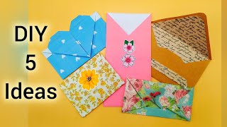 DIY 5 Easy And Unique ENVELOPE Making Ideas  Easy Paper Envelope Making Tutorial diy aesthetic [upl. by Theurich]