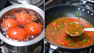 सोप्पं आणि झटपट पद्धतीने टोमॅटो सार पर्फेक्ट बनवा  tomato saar recipe in marathi  Tomato Saar [upl. by Anaya]