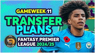 MY FPL GAMEWEEK 11 TRANSFER PLANS  RICO LEWIS OUT 🤔  Fantasy Premier League Tips 202425 [upl. by Smiley]