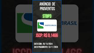 Anúncio de Proventos  STBP3 SANTOS BRASIL [upl. by Langsdon99]