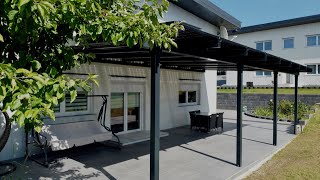 Photovoltaik Überdachung Terrasse  bifacial  Aluminium [upl. by Meehahs]