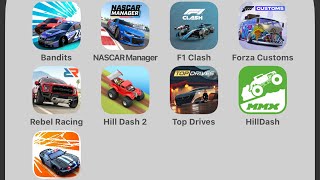 Smash BanditsNascar ManagerFormula 1 ClashForza CustomsRebel RacingMMX Hill Dash 2Top Drivers [upl. by Dirgni]