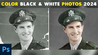 How To Colorize a Black amp White Photo in Photoshop  Photo Restoration [upl. by Ruddie]