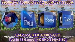 Intel Core i9 9900K vs 10900K vs 12900K vs 13900K  RTX 4090  Test in 11 Games  4K3840x2160 [upl. by Artinad]