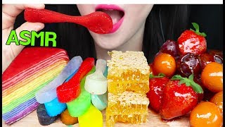 ASMR SPOON CREPE CAKE HONEYCOMB TANGHULU 숟가락 크레이프 케이크 벌집꿀 과일 사탕 탕후루 먹방 EATING SOUNDS [upl. by Olmstead]