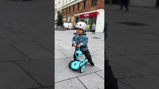 Cruising into Tuesday 🫶🏻 scooter scootandride helm helmet kids baby [upl. by Ahsenit]