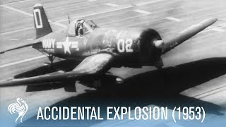 Cameraman Accidentally Killed In Explosion on US Aircraft Carrier 1953  War Archives [upl. by Ericha]