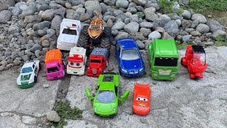 Collecting Mini Cars Toys Police Car Pixar Car Truck Toys Play in Garden [upl. by Geier]