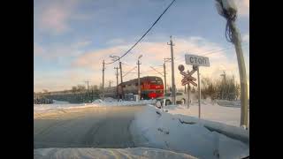 Car almost hit by train nearmiss russia [upl. by Brittney]