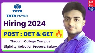 TATA POWER is Hiring Freshers 2024। Post DET  GET। CTC  59 LPA। Permanent Job। Tata Power Jobs [upl. by Soulier]