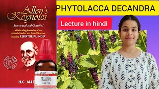 phytolacca decandra homeopathic medicine Allens keynotes materia medica in hindi [upl. by Cichocki]