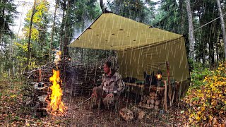 Every Camper Should Try This Hammock idea  Rain Camping in Life Area in the Wilderness [upl. by Hannavahs]