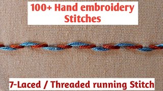 Hand embroidery stitches07Threaded running stitch Laced running stitch [upl. by Ainevul325]