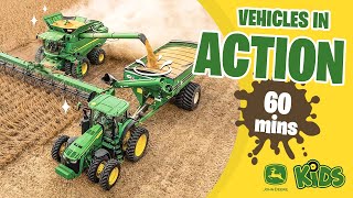 Tractors Farmers and Construction Vehicles at Work 1 hour 🚜👩🏾‍🌾  John Deere Kids [upl. by Atoel]