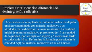 Problema 1 Ecuación diferencial de desintegración radiactiva [upl. by Oxley]