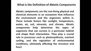 what is the definition of abiotic components [upl. by Salokkin188]