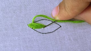 Easy Leaf Hand Embroidery Stitches Tutorial for Beginners  Leaf Design  107 [upl. by Laro]