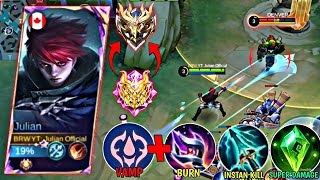 MONSTER EXPLANE💀 GLOBAL JULIAN NEW BEST BUILD AND EMBLEM EXP LANE 2024 JULIAN VS X BORG  MLBB [upl. by Joela]