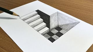 How To Draw 3d Stairs  Drawing stairs to the ground floor [upl. by Nodnas]