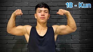 Zaldagi 18 kunim  BicepsTriceps va Yelka mashgulotim  Yangi yilgacha 2kg vazn yigish Gym vlog [upl. by Modla]