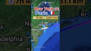 New York to Paris flight Route travel flightpath googleearth flightplan flightroute [upl. by Jarl]