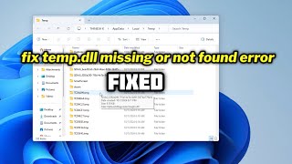 FIXED tempdll missing or not found error in windows 1011 [upl. by Wohlen]