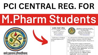 PCI MPharma Students Registration for Central Pharmacist  PCI Pharmacist Registration 2024 [upl. by Derek]