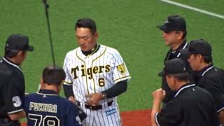 20180324 阪神 金本監督  オリックス 福良監督 メンバー表交換 [upl. by Ajoop]