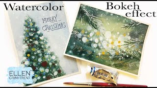 Bokeh Effect Watercolor ChristmasHoliday Card ideas [upl. by Esihcoc132]